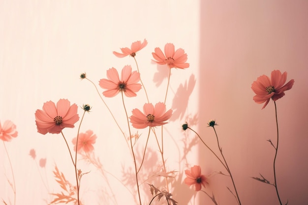 Photo aesthetic flower shadow background in two color gradient