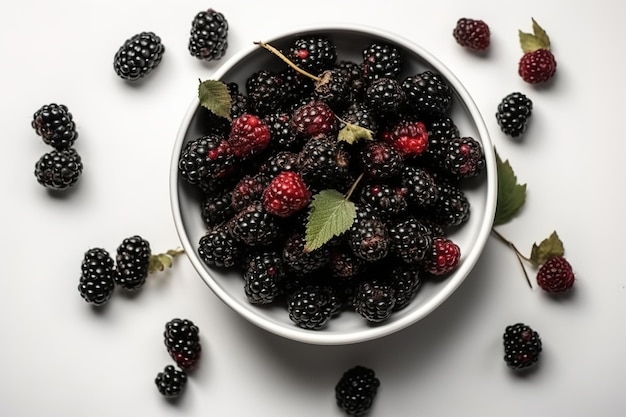 aesthetic fruit in a white bowl with white background view Generative AI