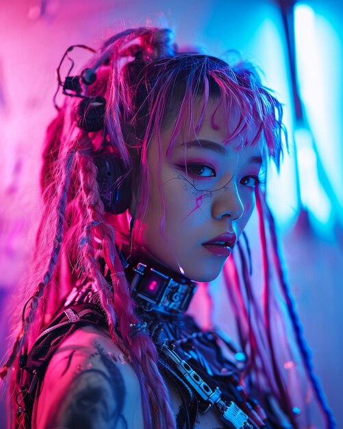 Photo aesthetic fusion exploring the cyberspace with aapi cybergoth ferrotype