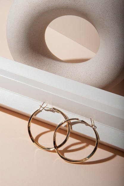 aesthetic golden earrings assortment high angle