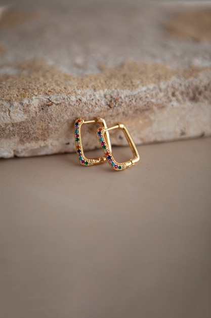 aesthetic golden earrings assortment high angle