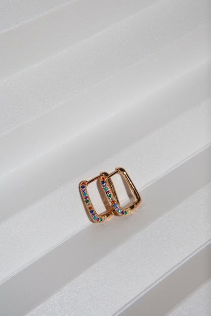 aesthetic golden earrings with gemstones