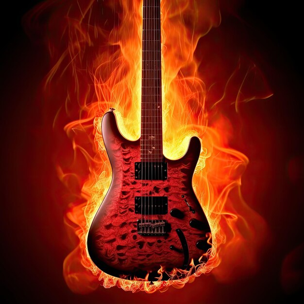 Photo aesthetic guitar with amazing colorful look bckground