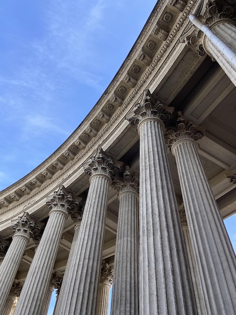 Aesthetic kazan cathedral columns against the blue sky