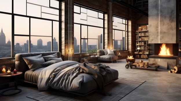 Aesthetic Loft Bedroom Design Photography