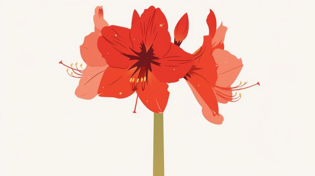 Aesthetic Minimalist Amaryllis Illustration Generative AI