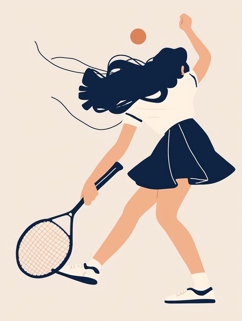 Photo aesthetic minimalist illustration of a woman playing racquetball generative ai