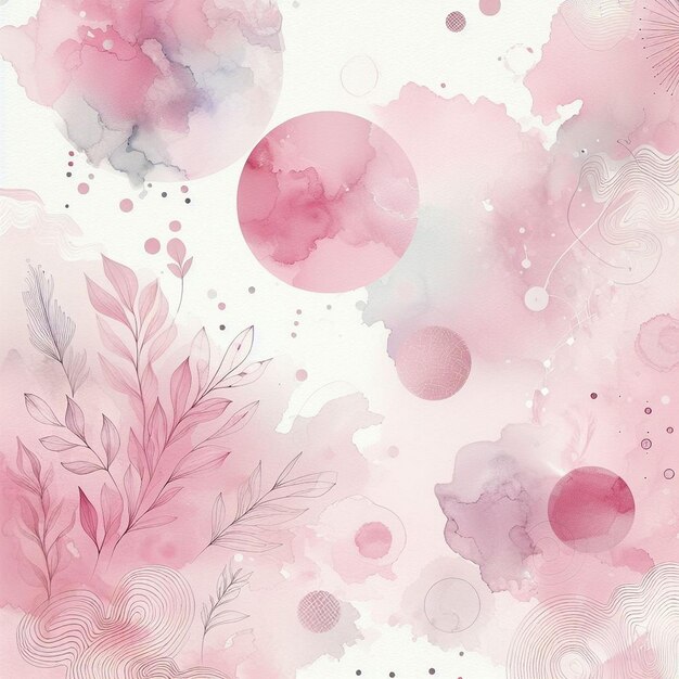 エステティックなオムブレ ピンクの水彩の背景 抽象的なスタイル