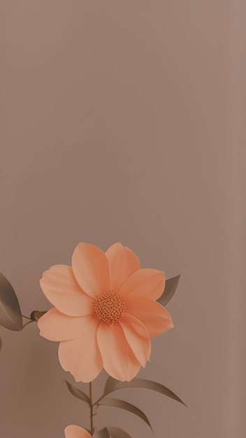 Photo aesthetic orange flower with leaves retro colors minimalistic composition