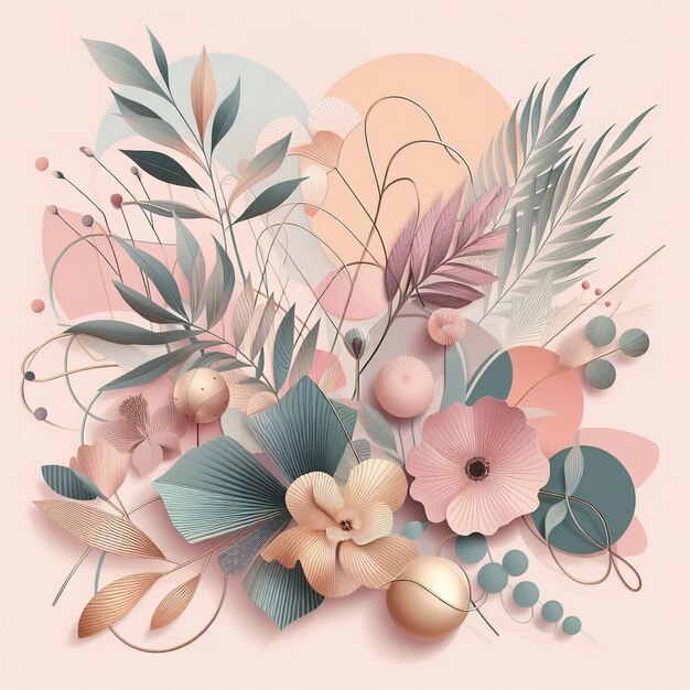 Photo aesthetic pastel botanical abstract background