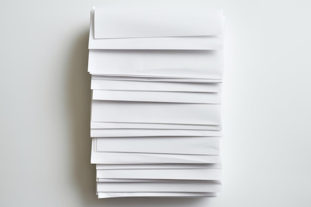 Photo aesthetic perspective stacked sheets of paper in captivating arrangement on white background