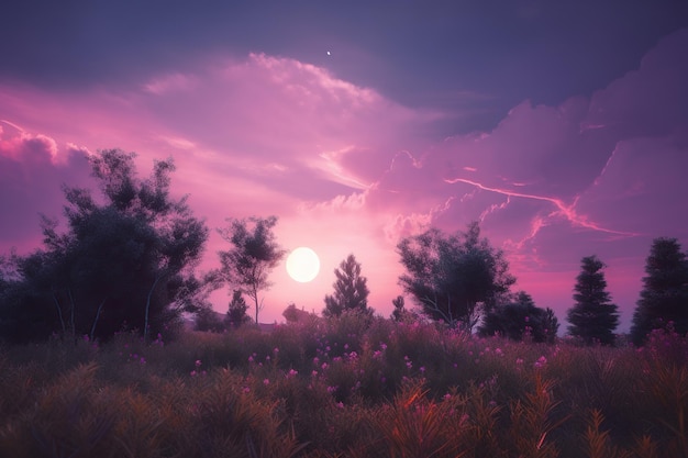 Aesthetic purple sky background landscape