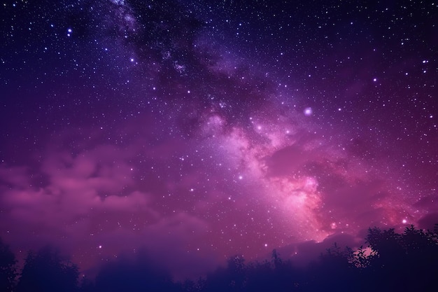 Aesthetic purple sky stars background landscape