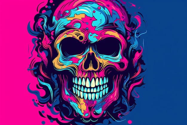Aesthetic skull graphic design for t shirt street wear and urban style