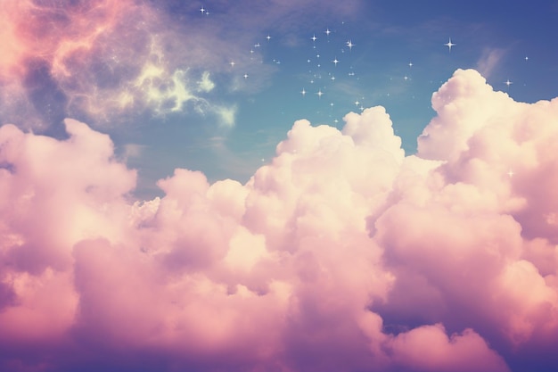 Photo aesthetic sky background with moon and clouds in pink