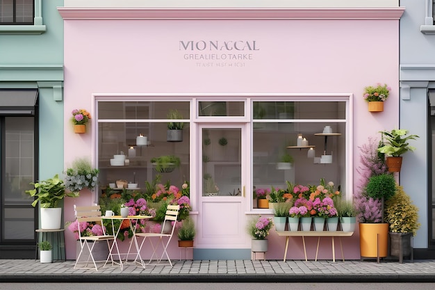 Aesthetic Store with Mini Garden Cozy Store with Cute Decorations Variety Plants in front of Store