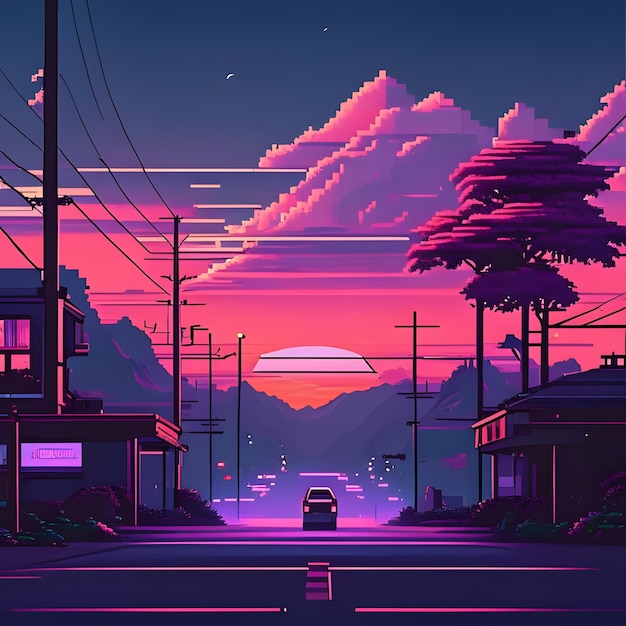 aesthetic sunset lofi style