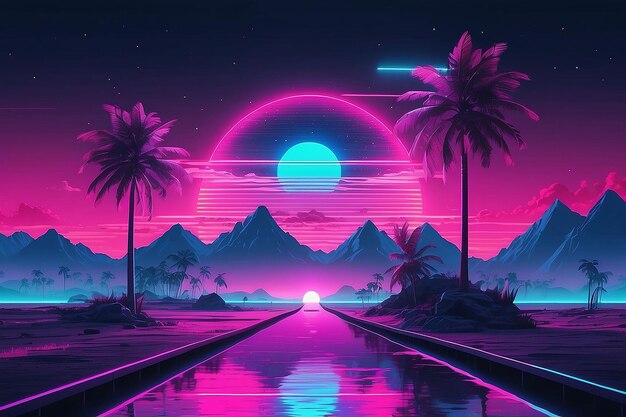 Foto sfondi aesthetic synthwave neon glitch e vaporwave