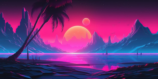 aesthetic synthwave retrowave wallpaper with a cool and vibrant neon design