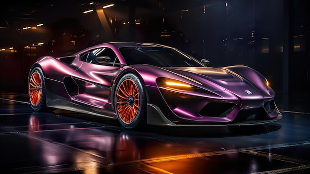 Aesthetic Unique Super Car in Night City