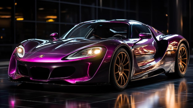 Aesthetic Unique Super Car in Night City