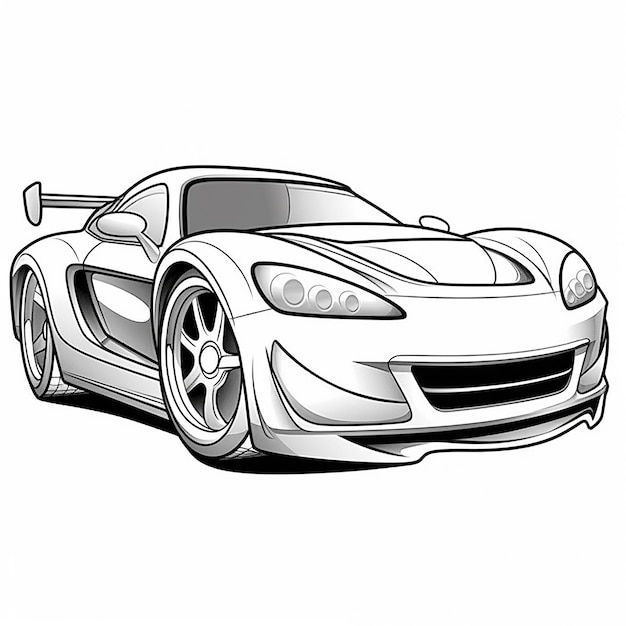 Premium Photo  A drawing of a sports car with a large front bumper  generative ai