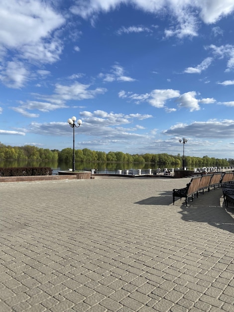 Aesthetic view on a river with blue sky