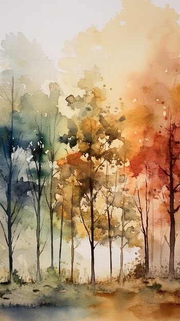 Photo aesthetic watercolor autumn season illustration with white plain background