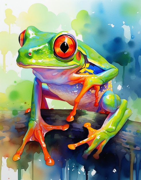 Aesthetic Watercolor Frog
