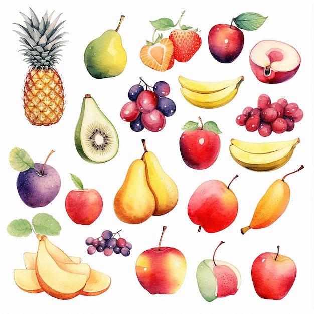 Aesthetic Watercolor Fruits Pattern Illustration