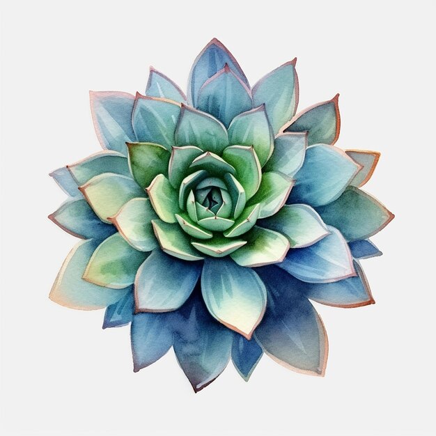 Aesthetic watercolor succulent plants illustration