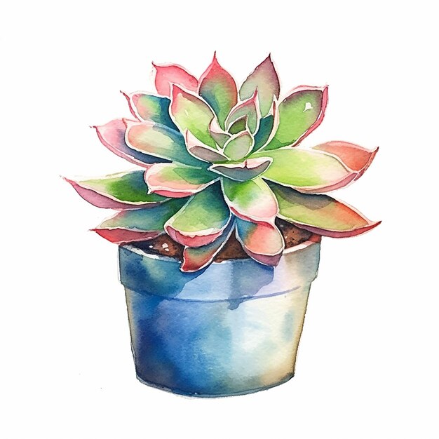 Photo aesthetic watercolor succulent plants illustration