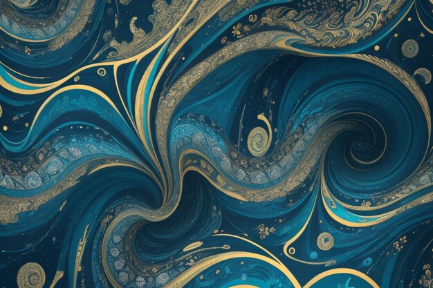 美しい波と星空の魔法のシームレスなパターン
