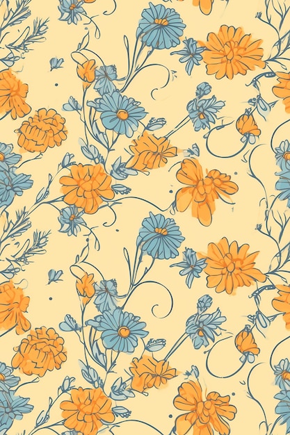 Photo aesthetic yellow floral pattern