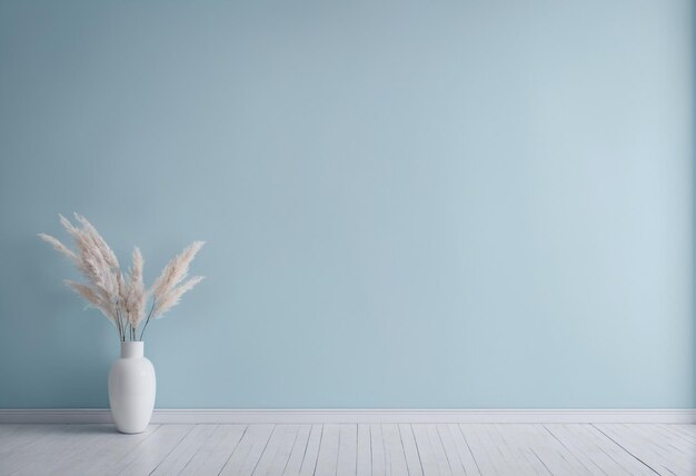 Photo aesthetically pleasing wall background in pastel blue filled with minimalist interiors