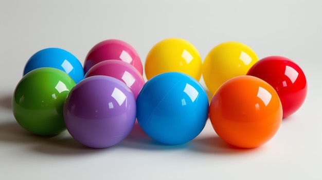 Foto afbeelding beschrijving dit is een afbeelding van een groep van tien kleurrijke ballen