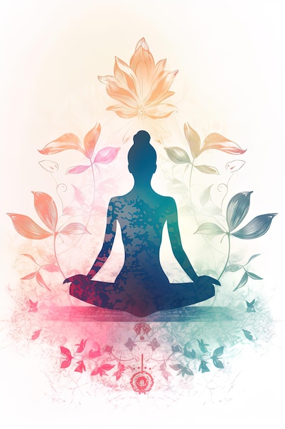 Afbeelding gegenereerd door AI Lotus-houdingstekening in de beoefening van meditatie in het boeddhisme