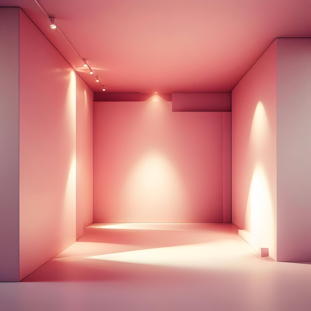 Afbeelding van afbeelding van een lege ruimte in roze tinten met een licht