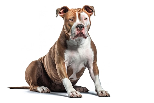 Afbeelding van Amerikaanse pitbull terrier hond op witte achtergrond Huisdier Dieren Illustratie Generatieve AI