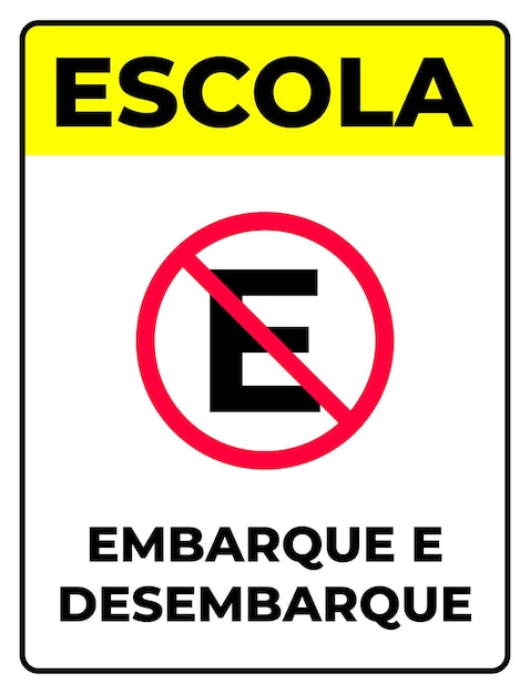 Afbeelding van bord school instappen en uitstappen in het Portugees