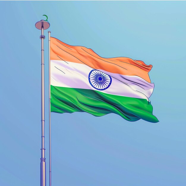 Afbeelding van de Indiase vlag gepresenteerd op Onafhankelijkheidsdag en Republiekdag De Indiase vlag is de trots van India