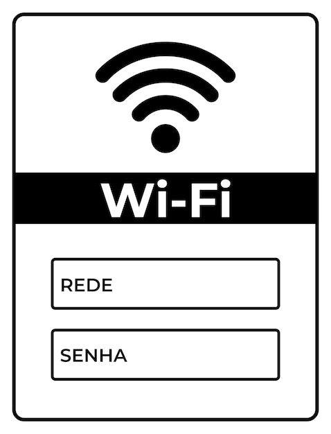 Afbeelding van een bord in het Portugees met wifi-netwerk en wachtwoord