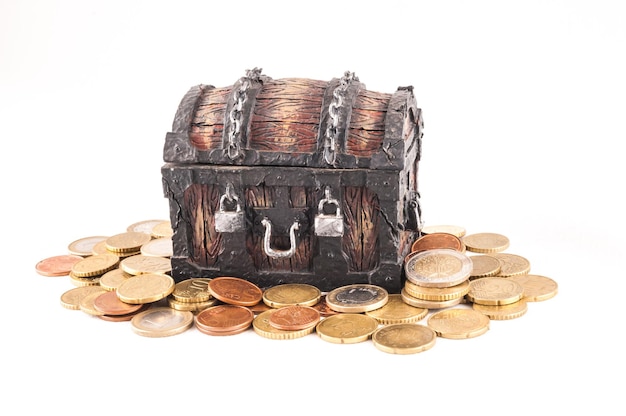 Afbeelding van een Business Money Concept Idee, Treasure Trunk en Money