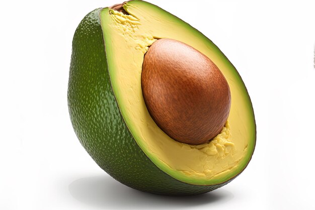 afbeelding van een enkele rijpe avocado op een witte achtergrond