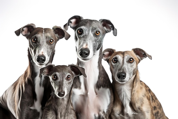 Afbeelding van een familie van windhonden hond op witte achtergrond Huisdieren Illustratie Generatieve AI