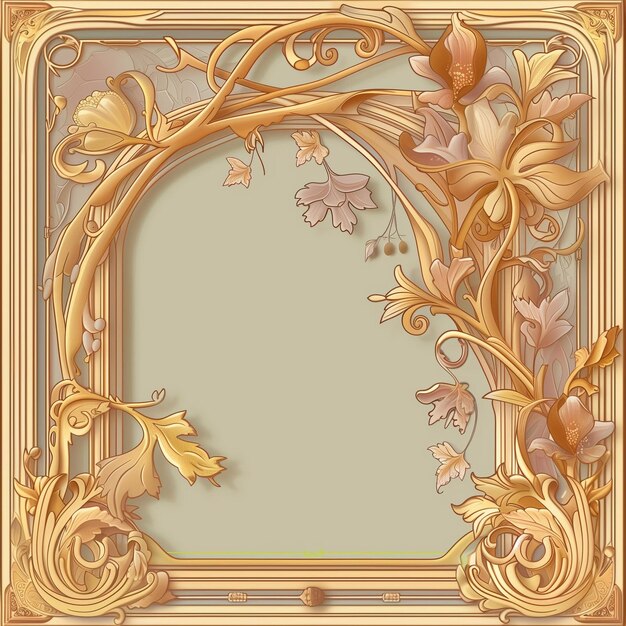 Afbeelding van een frame met een bloemenpatroon in art nouveau-stijl met een kopieerruimte