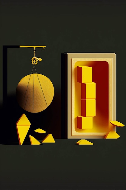 Afbeelding van een geel object in een doos generatieve ai
