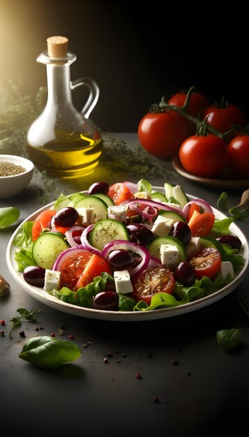 Afbeelding van een Griekse salade op basis van verse kersen en tomaten