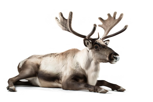 Afbeelding van een herten-eland op witte achtergrond Dieren in het wild Dieren Illustratie generatieve AI