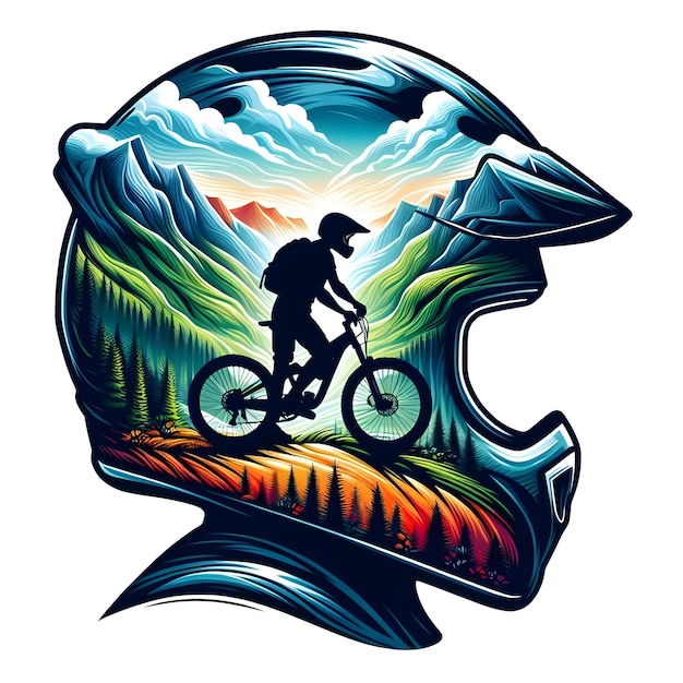 Afbeelding van een mountainbiker die beschermende uitrusting draagtBinnen het dynamische silhouet
